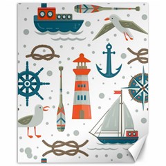 Nautical-elements-pattern-background Canvas 16  X 20 