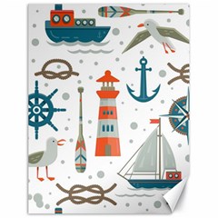 Nautical-elements-pattern-background Canvas 18  X 24 