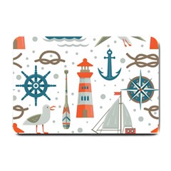 Nautical-elements-pattern-background Small Doormat