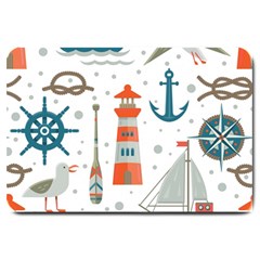 Nautical-elements-pattern-background Large Doormat