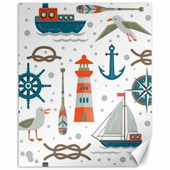 Nautical-elements-pattern-background Canvas 11  X 14 