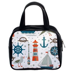 Nautical-elements-pattern-background Classic Handbag (two Sides)