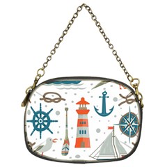 Nautical-elements-pattern-background Chain Purse (two Sides)