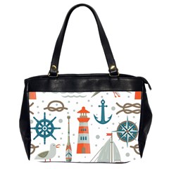 Nautical-elements-pattern-background Oversize Office Handbag (2 Sides)