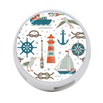 Nautical-elements-pattern-background 4-Port USB Hub (One Side) Front