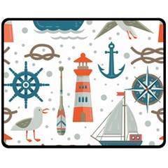 Nautical-elements-pattern-background Fleece Blanket (medium) 