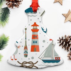 Nautical-elements-pattern-background Ornament (christmas Tree) 