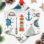 Nautical-elements-pattern-background Snowflake Ornament (Two Sides) Front