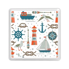 Nautical-elements-pattern-background Memory Card Reader (square) by Jancukart