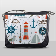 Nautical-elements-pattern-background Messenger Bag