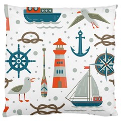 Nautical-elements-pattern-background Large Cushion Case (one Side)