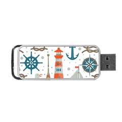 Nautical-elements-pattern-background Portable Usb Flash (one Side) by Jancukart