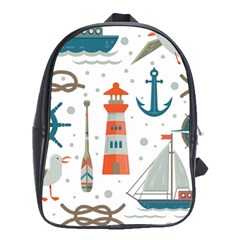 Nautical-elements-pattern-background School Bag (xl)