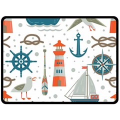 Nautical-elements-pattern-background Double Sided Fleece Blanket (large) 