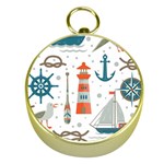 Nautical-elements-pattern-background Gold Compasses Front