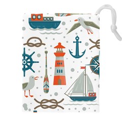 Nautical-elements-pattern-background Drawstring Pouch (4xl)