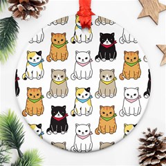 Cat-kitten-seamless-pattern Ornament (round)