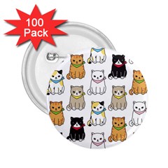 Cat-kitten-seamless-pattern 2 25  Buttons (100 Pack) 