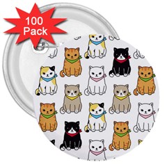 Cat-kitten-seamless-pattern 3  Buttons (100 Pack) 