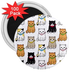 Cat-kitten-seamless-pattern 3  Magnets (100 Pack)