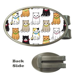 Cat-kitten-seamless-pattern Money Clips (oval) 