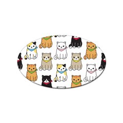 Cat-kitten-seamless-pattern Sticker Oval (10 Pack)