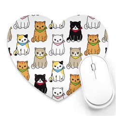 Cat-kitten-seamless-pattern Heart Mousepad