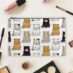 Cat-kitten-seamless-pattern Cosmetic Bag (large) by Jancukart