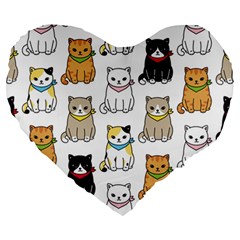 Cat-kitten-seamless-pattern Large 19  Premium Heart Shape Cushions