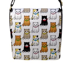 Cat-kitten-seamless-pattern Flap Closure Messenger Bag (l)