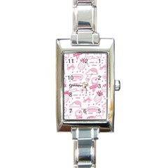 Cute-girly-seamless-pattern Rectangle Italian Charm Watch