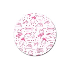 Cute-girly-seamless-pattern Magnet 3  (round)