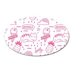 Cute-girly-seamless-pattern Oval Magnet