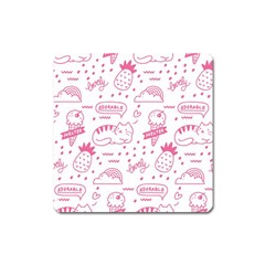 Cute-girly-seamless-pattern Square Magnet