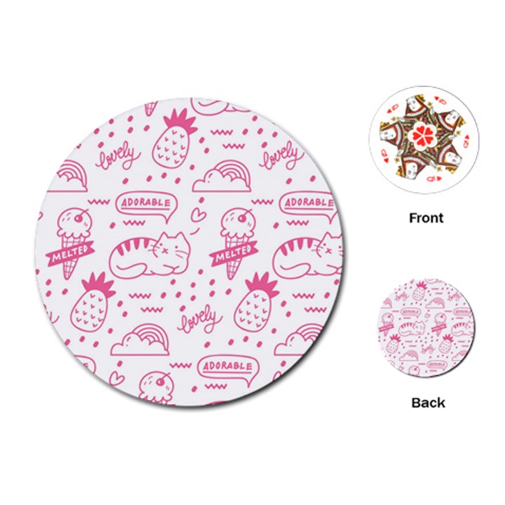 Cute-girly-seamless-pattern Playing Cards Single Design (Round)