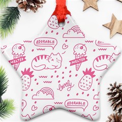 Cute-girly-seamless-pattern Star Ornament (two Sides) by Jancukart