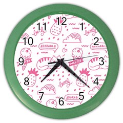 Cute-girly-seamless-pattern Color Wall Clock