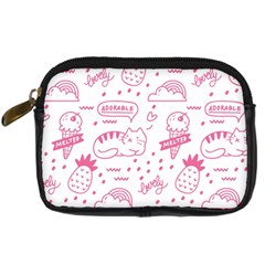 Cute-girly-seamless-pattern Digital Camera Leather Case