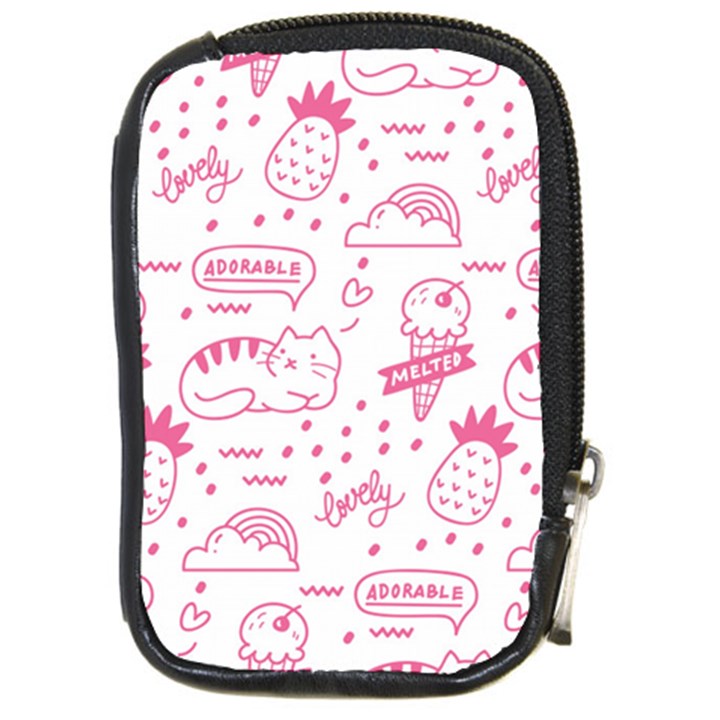 Cute-girly-seamless-pattern Compact Camera Leather Case