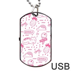 Cute-girly-seamless-pattern Dog Tag Usb Flash (one Side)