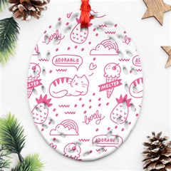 Cute-girly-seamless-pattern Oval Filigree Ornament (two Sides)