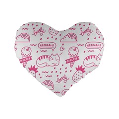 Cute-girly-seamless-pattern Standard 16  Premium Heart Shape Cushions by Jancukart