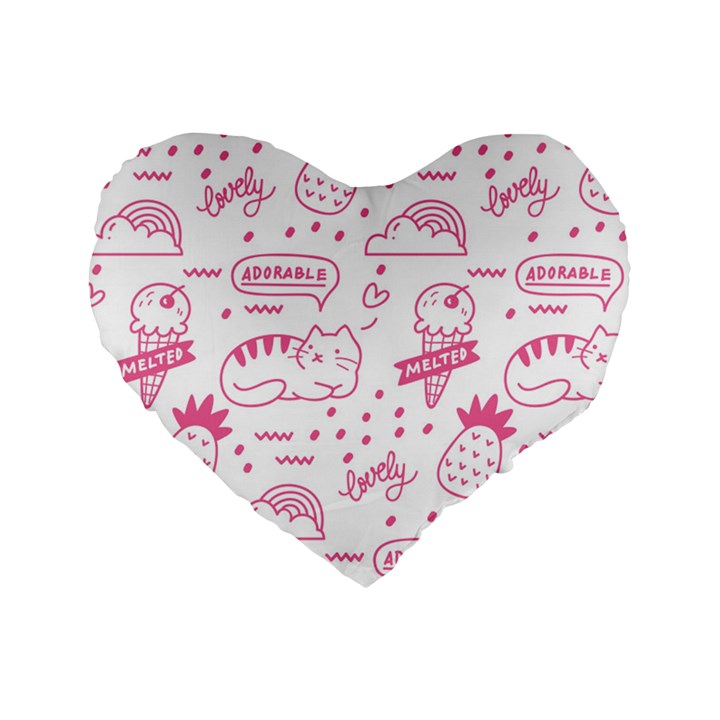 Cute-girly-seamless-pattern Standard 16  Premium Heart Shape Cushions