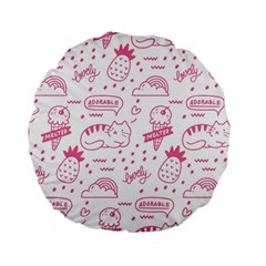 Cute-girly-seamless-pattern Standard 15  Premium Flano Round Cushions by Jancukart