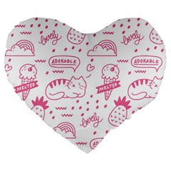 Cute-girly-seamless-pattern Large 19  Premium Flano Heart Shape Cushions