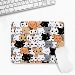 Cute-cat-kitten-cartoon-doodle-seamless-pattern Small Mousepad by Jancukart