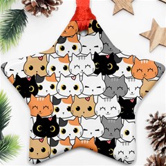 Cute-cat-kitten-cartoon-doodle-seamless-pattern Ornament (star)