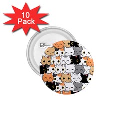 Cute-cat-kitten-cartoon-doodle-seamless-pattern 1 75  Buttons (10 Pack) by Jancukart