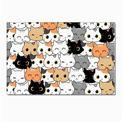 Cute-cat-kitten-cartoon-doodle-seamless-pattern Postcard 4 x 6  (pkg Of 10)