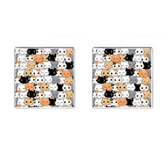 Cute-cat-kitten-cartoon-doodle-seamless-pattern Cufflinks (square)